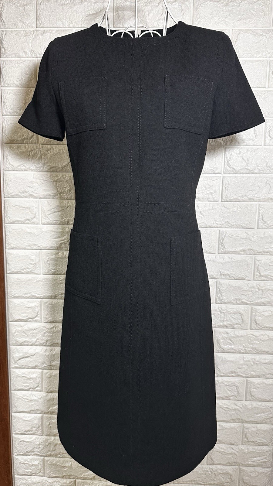 Vintage Courreges Black Wool Mod Dress 9AR Four Pocket Japan Made