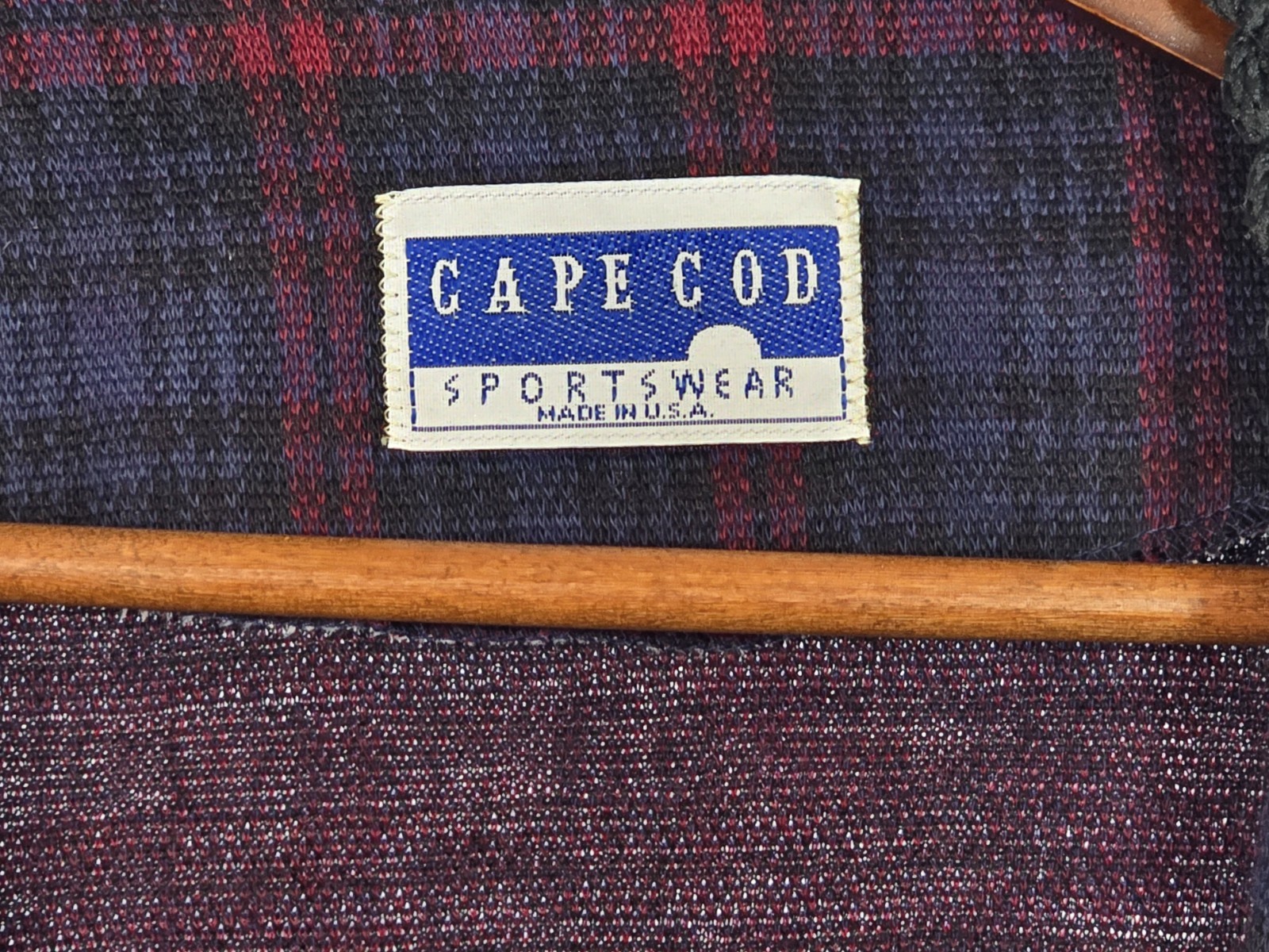 VTG 70s Cape Cod Red/Blue Plaid Blazer Gold ACCENTS Large