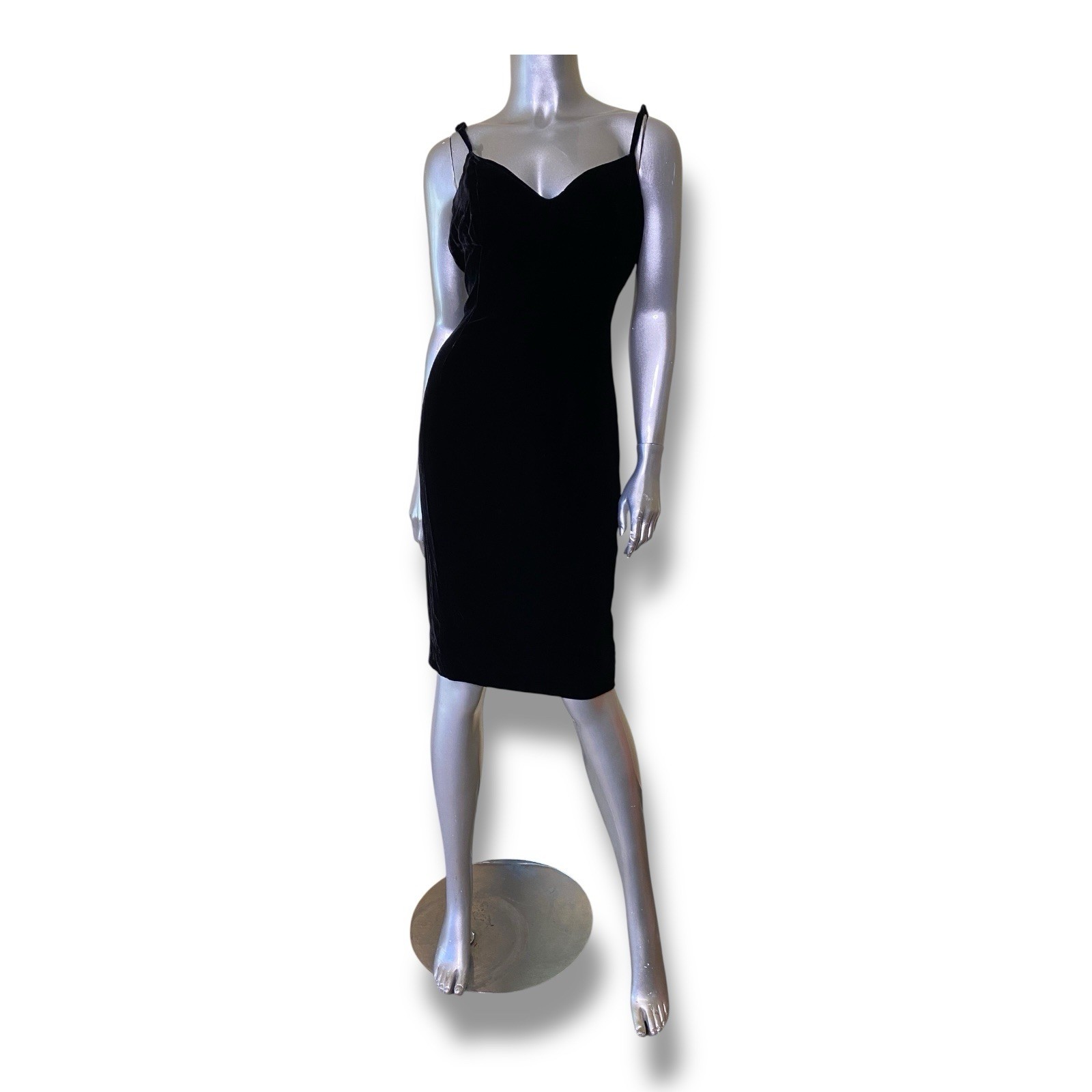 Vintage Suzanne Somers Dress Black Velvet Spaghetti Strap Party Cocktail 8