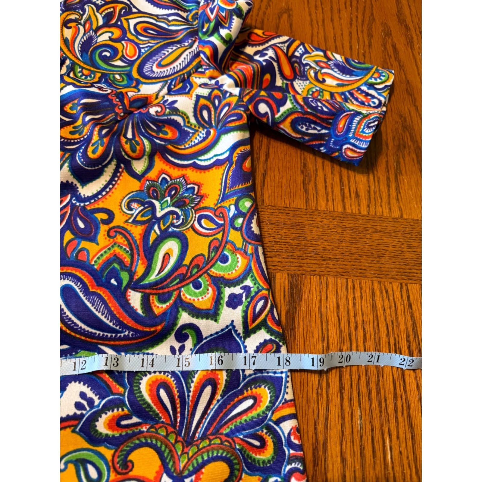 Ja Na of Hawaii Maxi Dress Paisley Print Short Sleeve Vintage Size 6 bright 60s