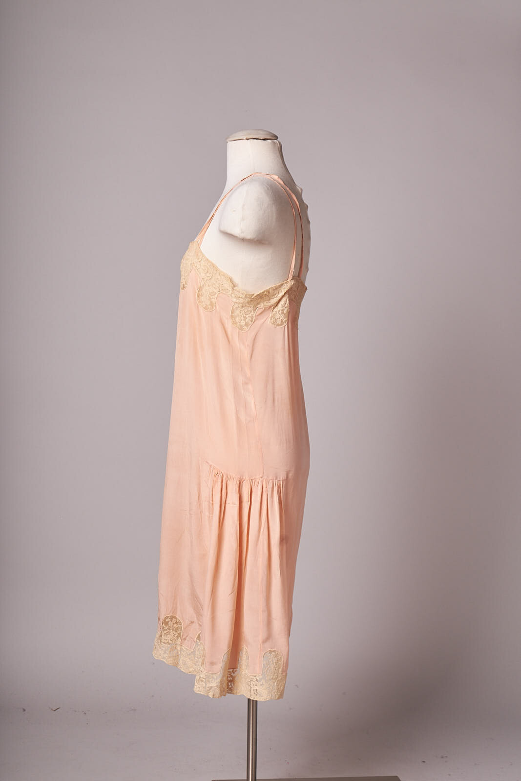 1920s Peach and Lace Flapper Slip Dress