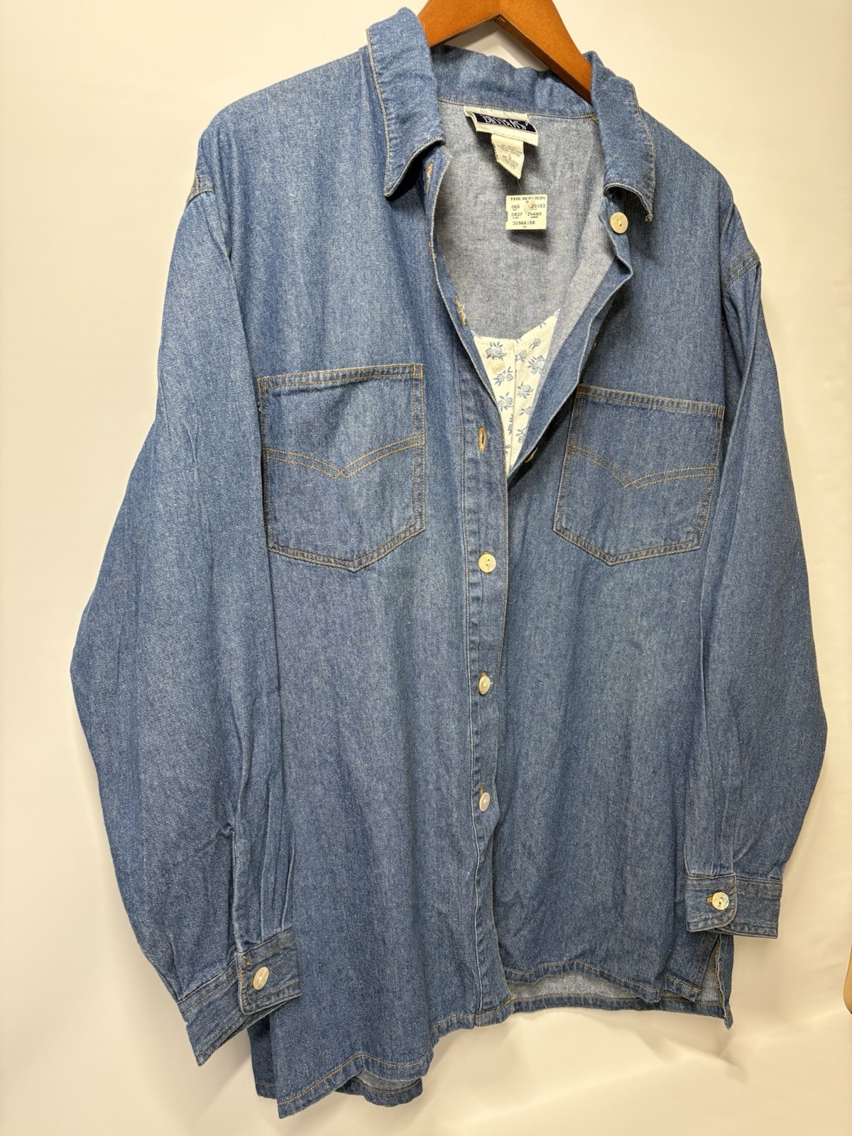 Bill Blass Denim Shirt Button Down Built In Tank Deadstock 90s Women’s Large