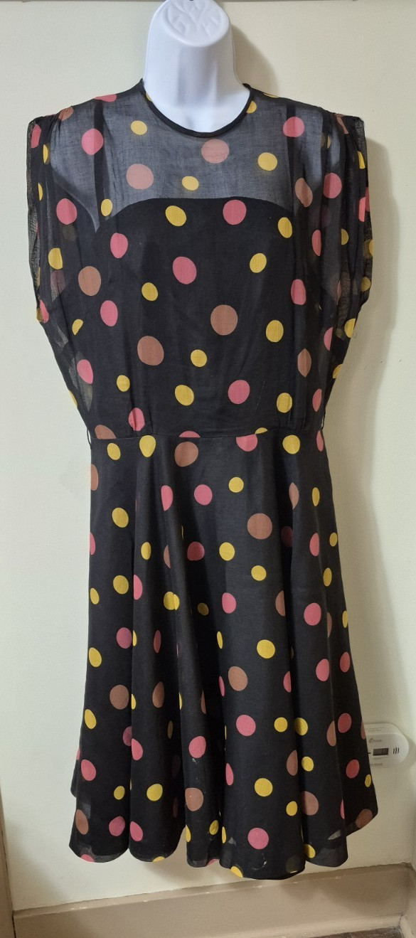 Brielle Creations Original Vintage 50s Dress Polkadots Over Satin Full Skirt
