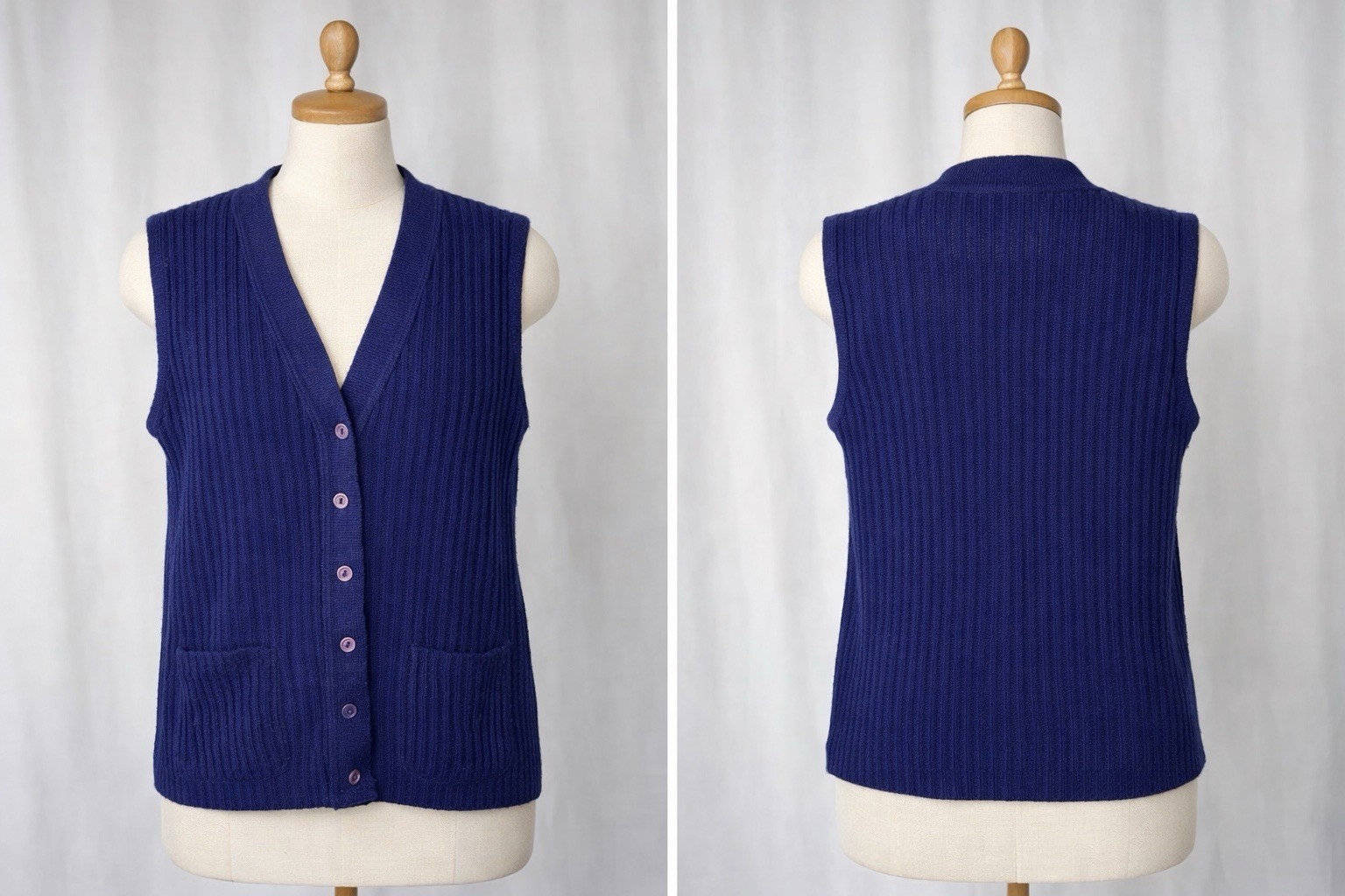 Vintage Wilroy Traveller Sweater Vest Navy Blue ILGWU Union Made USA Pockets