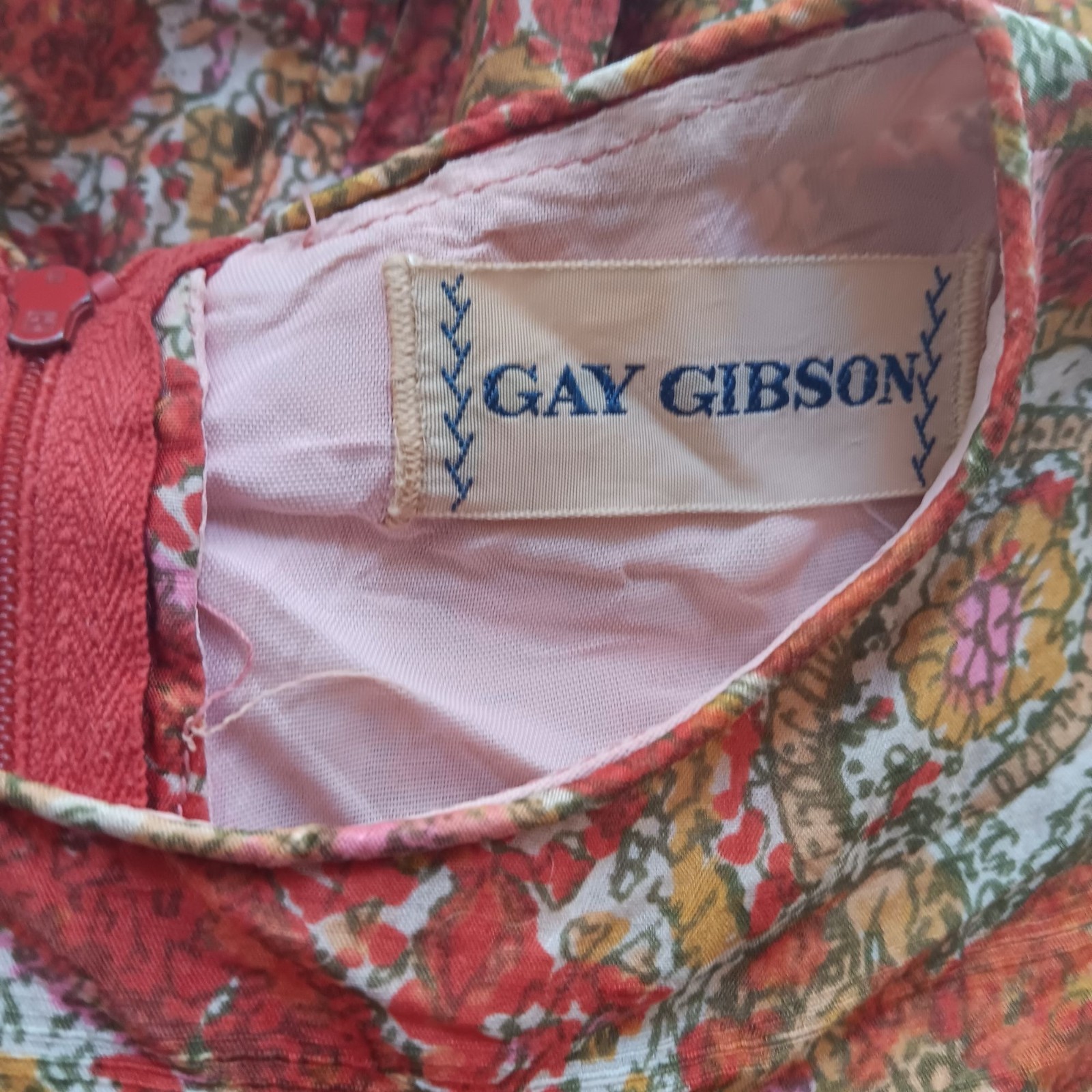 Vintage Women’s Dress Medium 1960’s Sleeveless Granny Print Gay Gibson Acetate