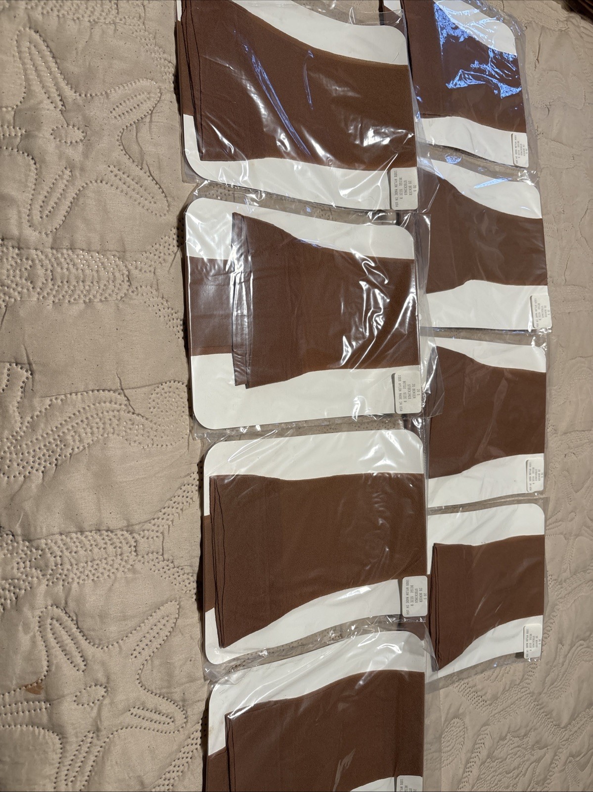 VTG Stockings 20 S20 Denier Beige Size B 100% Nylon USA 8 Pairs