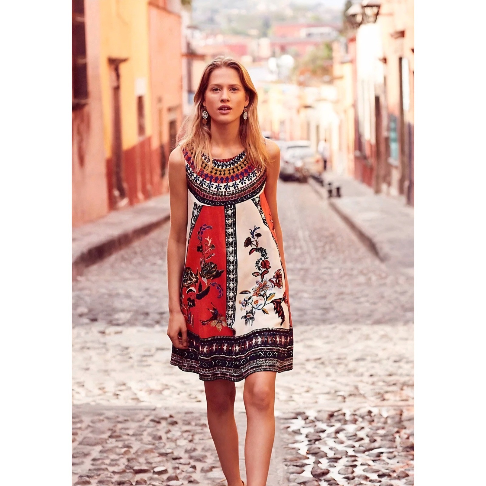 Maeve Anthro Cirque Swing Maximalist Extra Boho Festival Cotton Mini Dress sz S