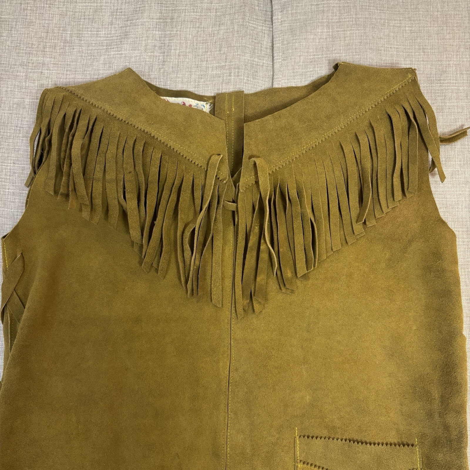 Vintage Gaitan Leather Fringe Vest Made Mexico Small/34 Western Boho Great Shape
