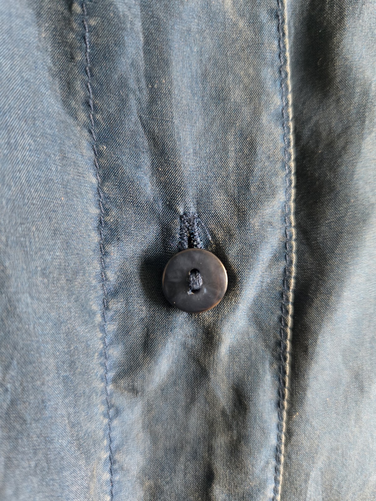 Louise Paris Women Vintave Shirt/szM/dark Blue/oversize/silk/pockt/botton/blouse