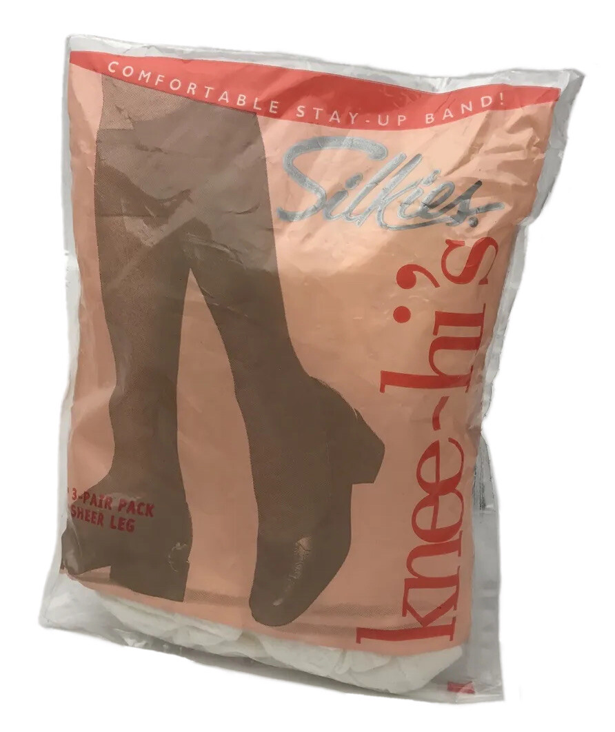 Vtg Silkies Knee Hi’s Sheer Leg White 3 Pair USA 2003 NOS