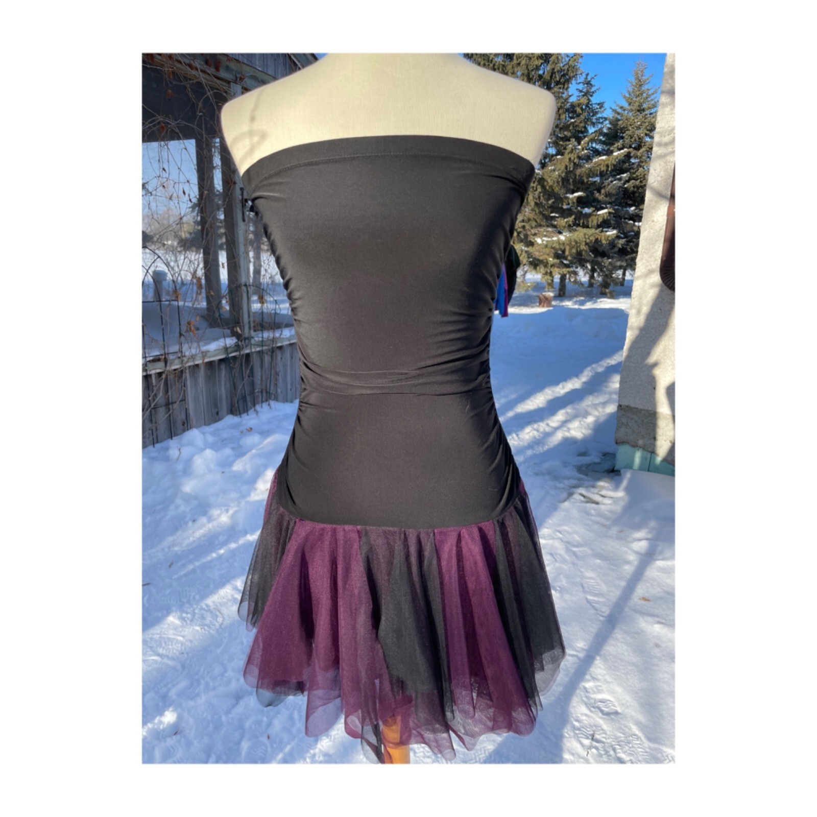 VIntage 90s B. Smart Tube Tutu Mini Dress Whimsy Goth Black Purple Sz 7/8