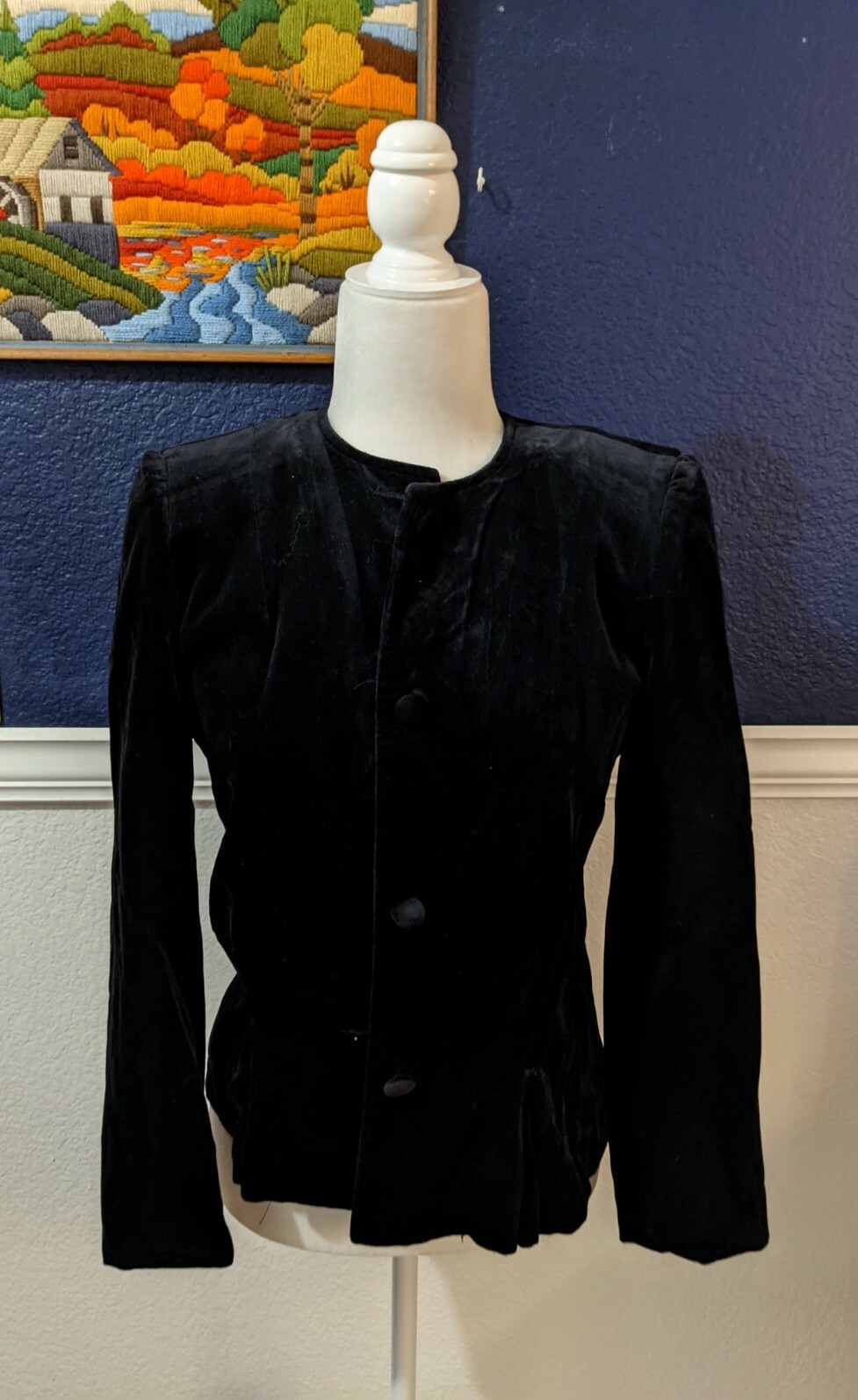 VTG Tan Jay Nygard Black Velvet Lined Holiday Formal Blazer Jacket Sz 6 Small S