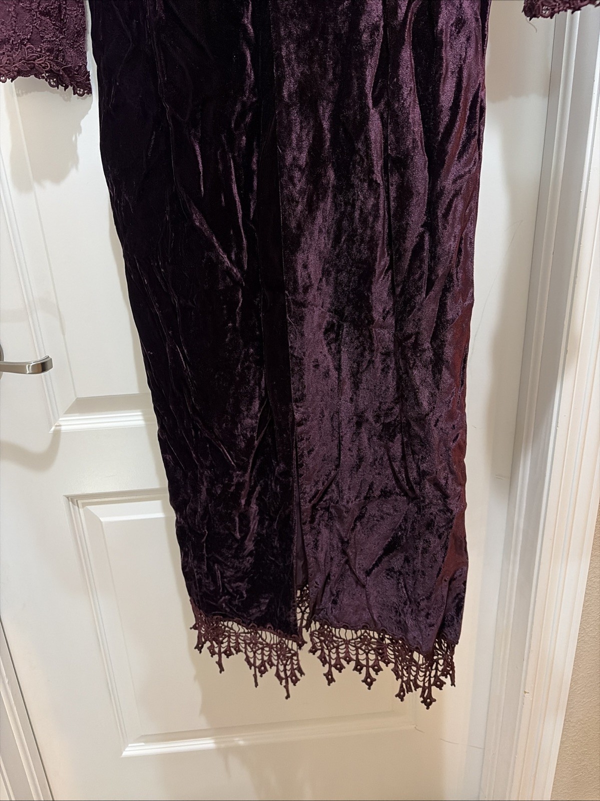 VTG NWT Margot Lea Dress Size Medium Lace Accents Burgundy Maxi Long Sleeve USA