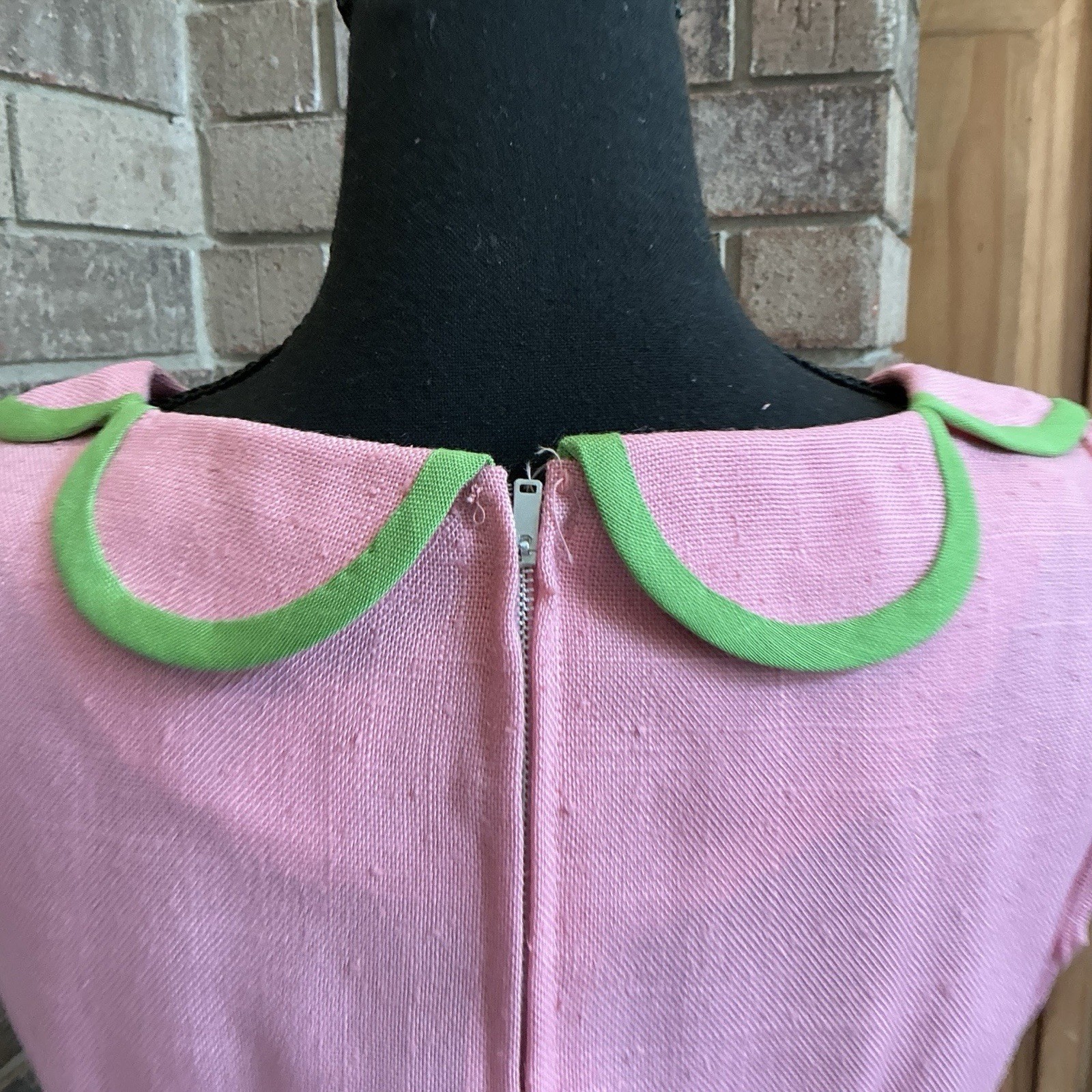 60s VTG Judy Wayne Pink Silk Viscose Dress Stripe Tweed Jacket Set Size 10 #39D7