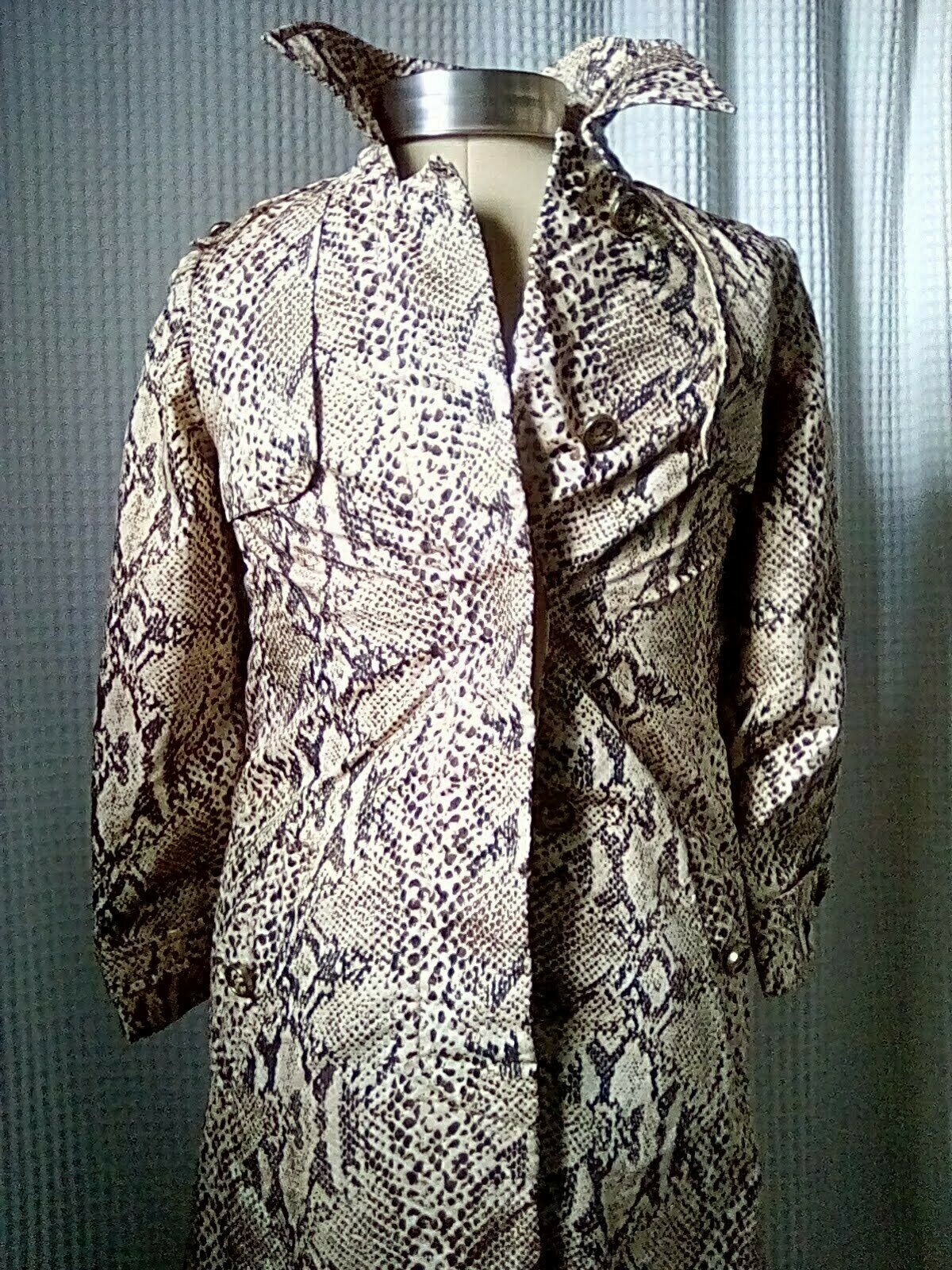 Small VTG 1960s Leopard Print Trench Overcoat USA Made Size S