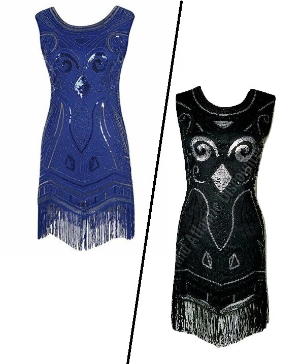 1920’s Flapper Gatsby Dress Party Cocktail Costume Sequin Fringe Tassel 12-14 Lg