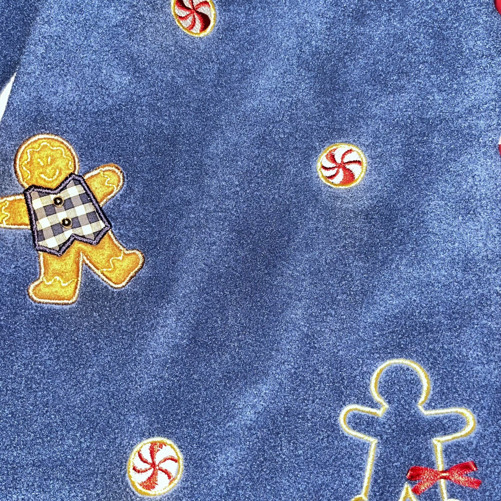 NWT VTG 1990s Mandal Bay Peppermint Candy Gingerbread Christmas Fleece Jacket S