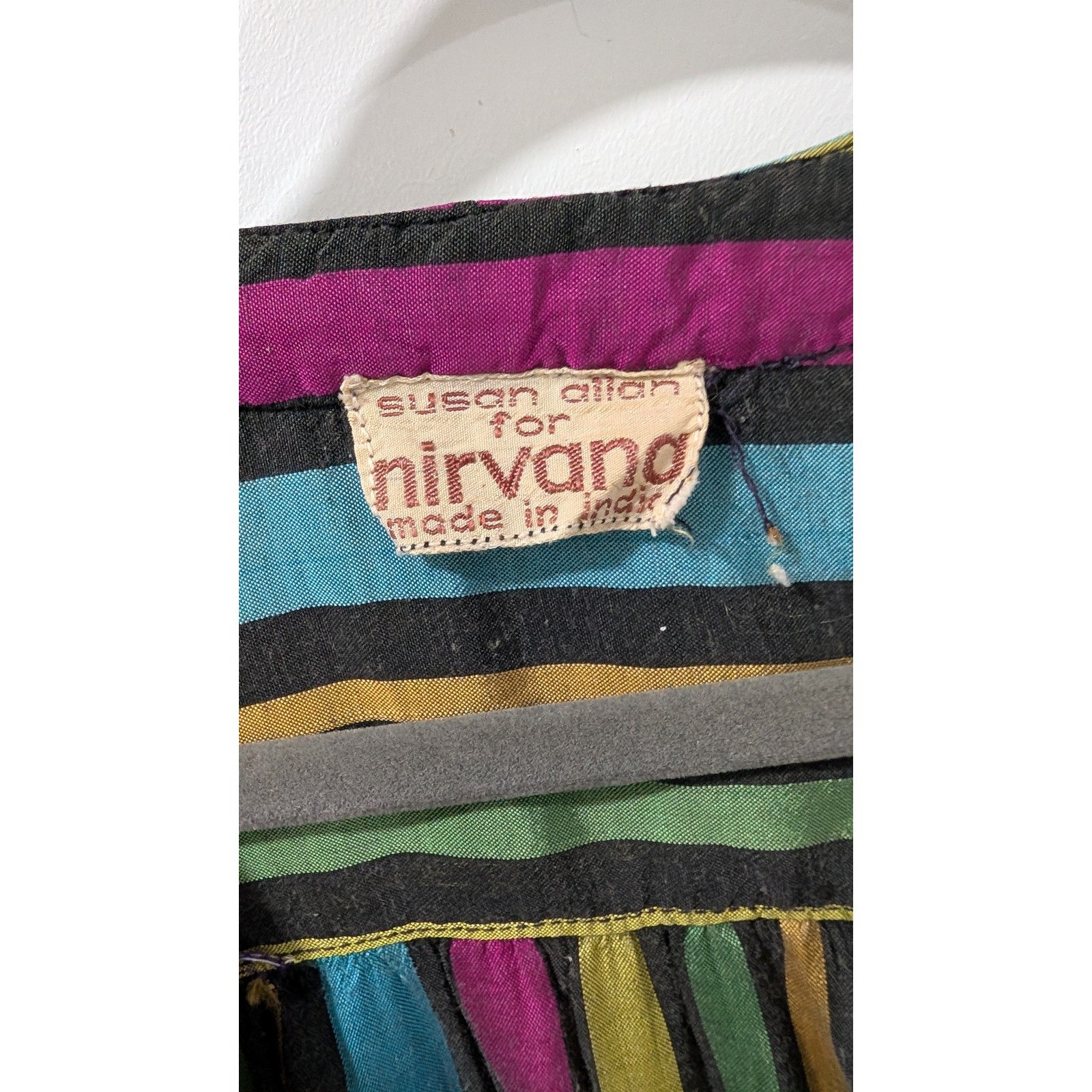 Vintage Susan Allan for Nirvana Stripe V-Neck Top Boho 1960’s Grunge Multi-Color