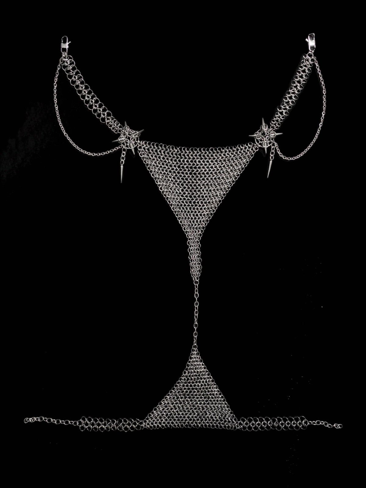 Gothic Chainmail Lingerie Set Handmade Armor Bra Panty Metal Bikini Silver