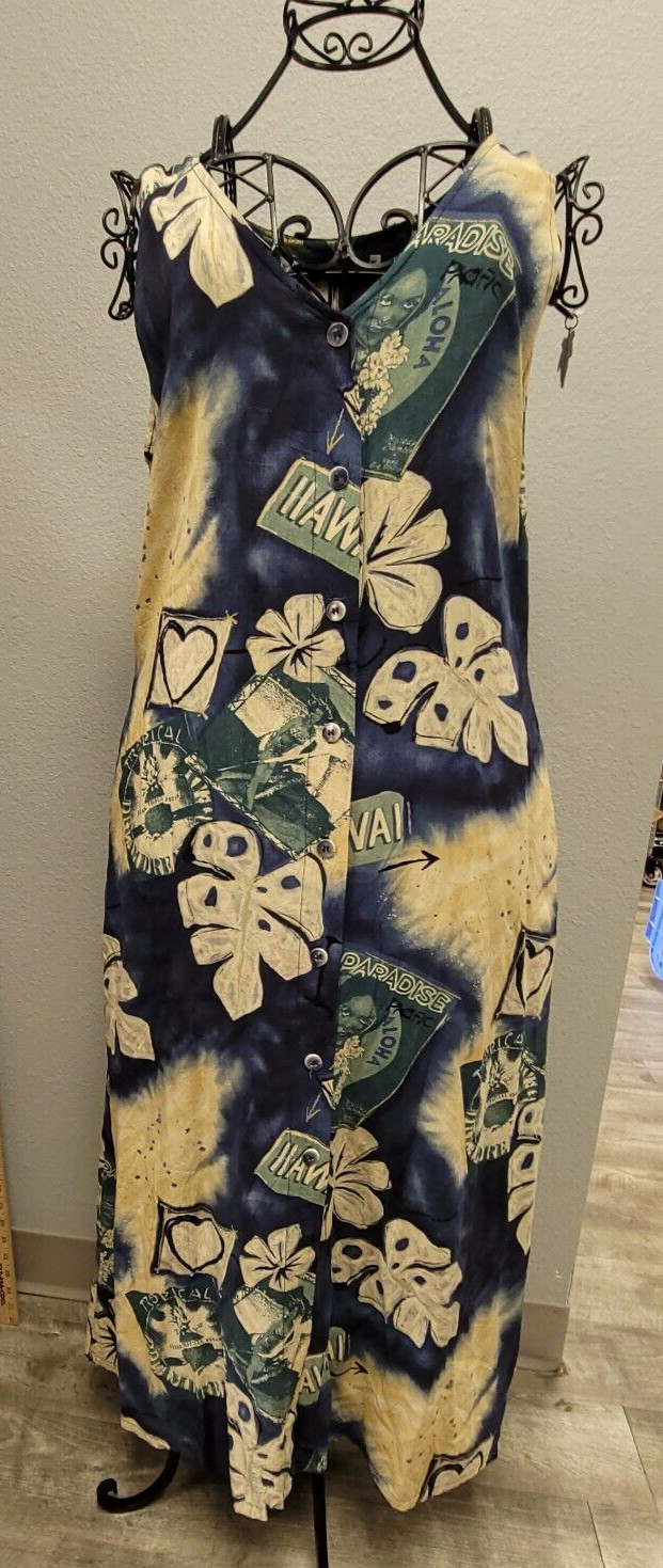 Jams World Women’s M Hospitality Hawaiian Dress Portrait Paradise Cruise Vintage