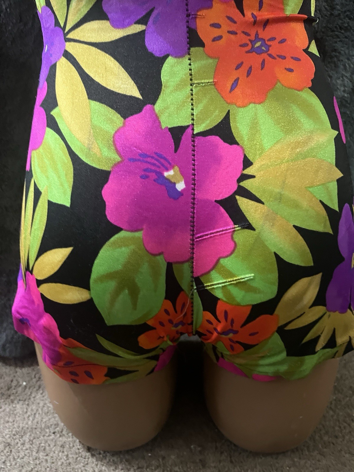 Vtg 90s Tropical Floral Swimsuit – Neon Pink Purple Orange – AS IS PROJECT