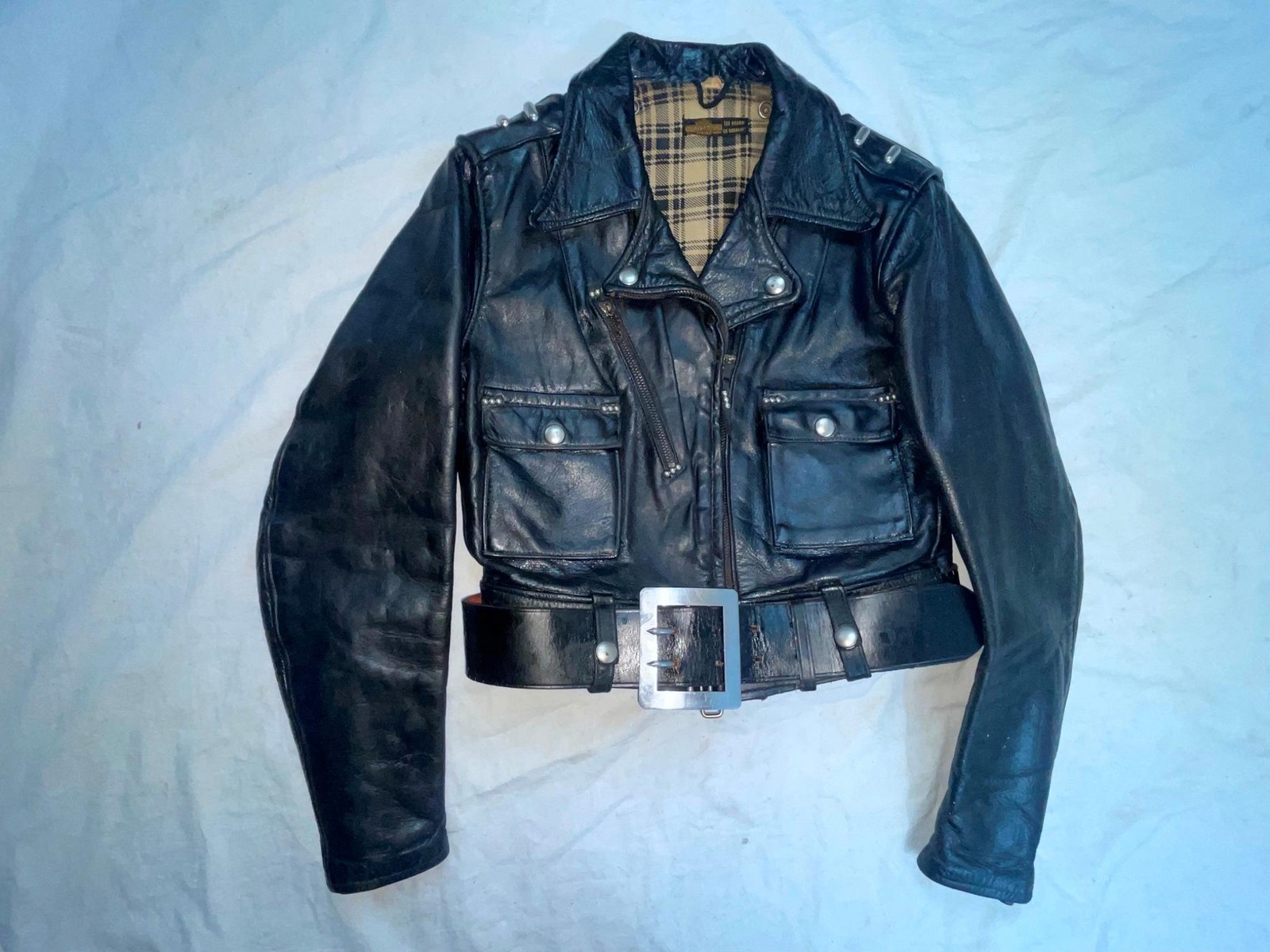 VTG 40s WOMENS S HARLEY DAVIDSON LEATHER CYCLE QUEEN MOTORCYCLE BIKER JACKET