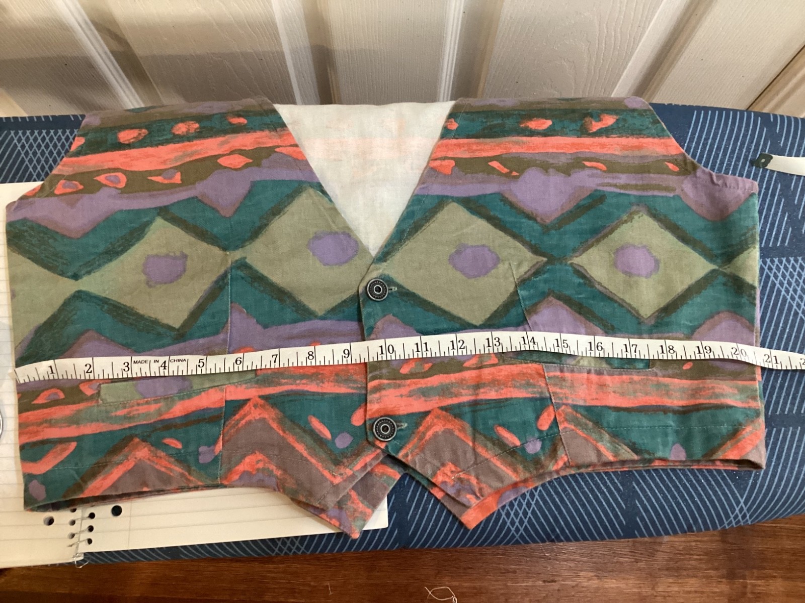 VTG 90s Chico’s design southwestern Aztec Cotton Denim Vest ~Sz 2- Large