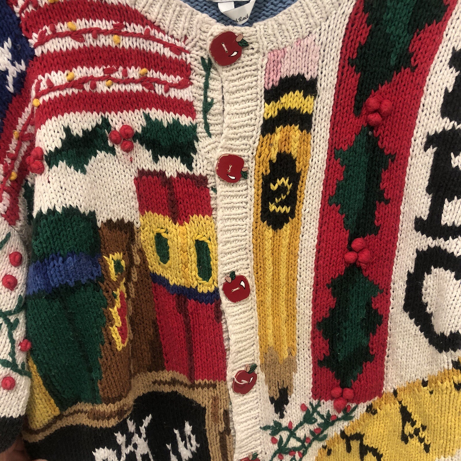 Vintage 1993 The Eagle’s Eye Alexandra Bartlett School Days Cardigan Multi Sz L