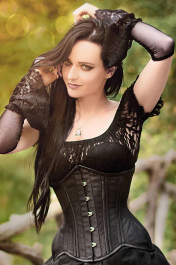 Black Taffeta Underbust Corset Curvy Waist