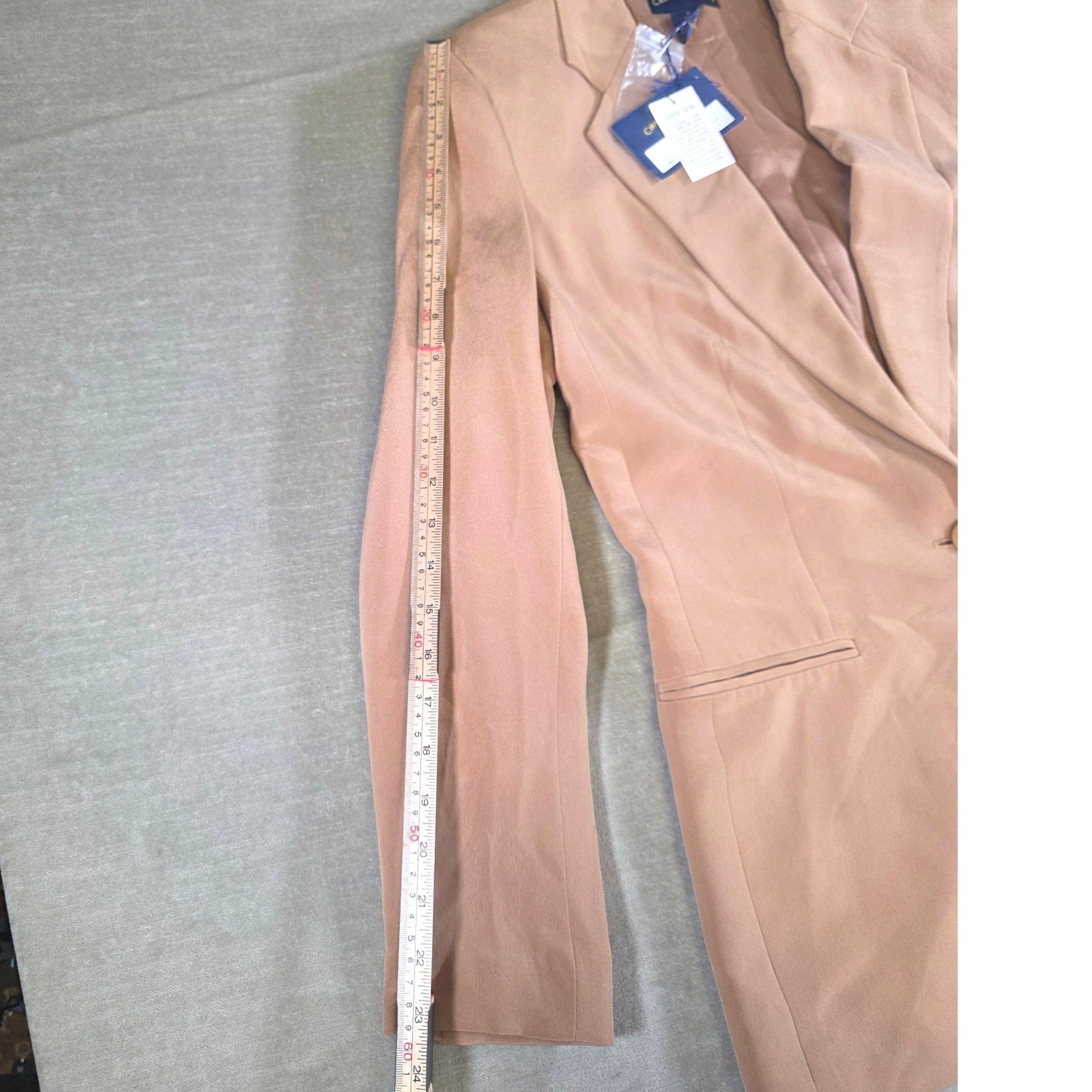 Vintage NWT Charter Club Silk Blazer Tan Single Button Professional Jacket Sz 6