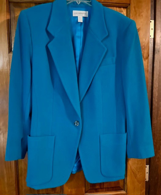 Vintage Stylish Liz Claiborne Blazer Sz 12 Blue Heavy Wool Mint Nostalgic