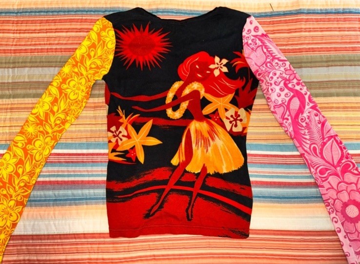 Vintage Rare Custo Barcelona Tropical Hawaiian Dancer Long Sleeve Shirt