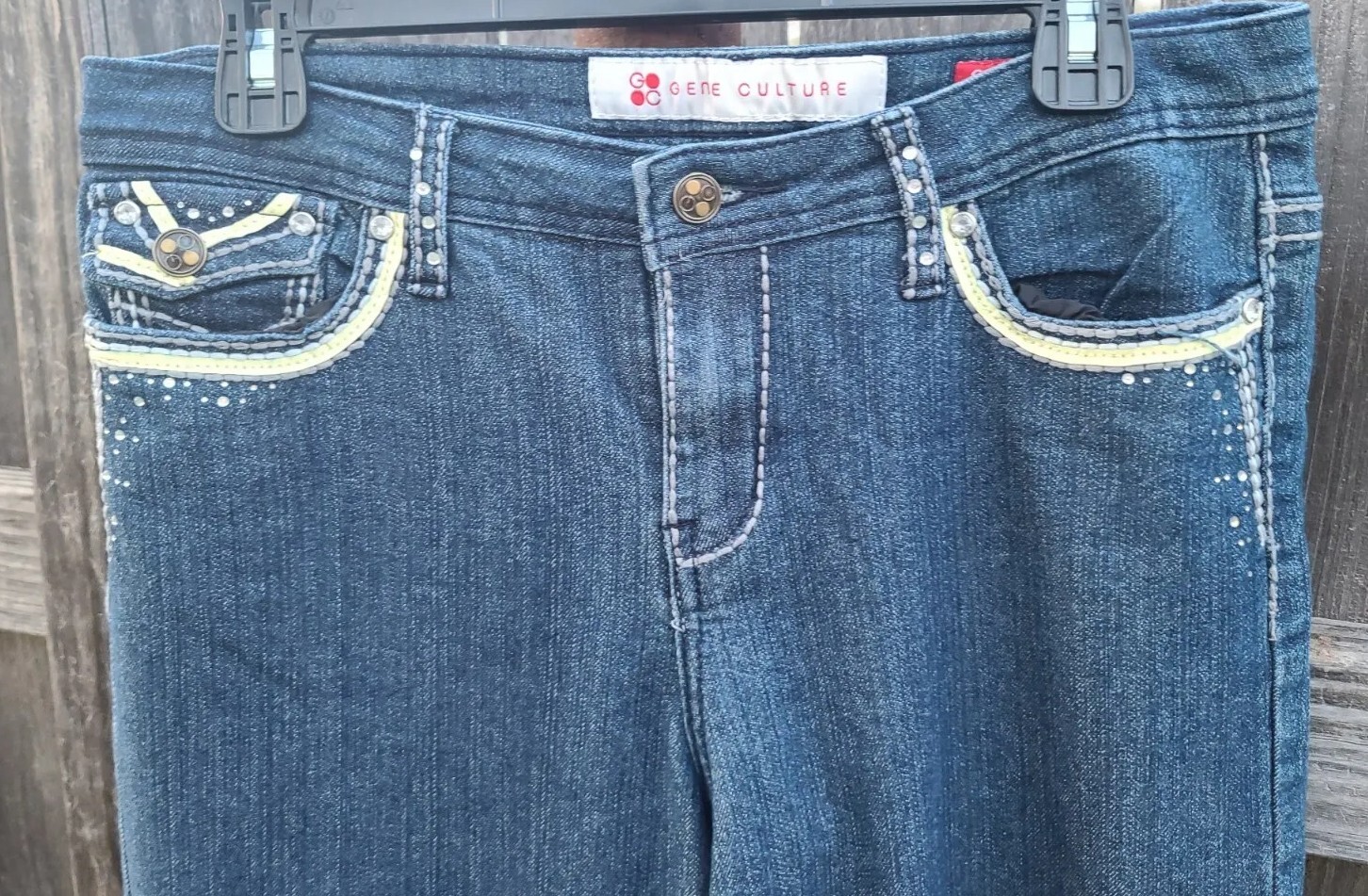 Gene Culture Mid Rise Bling Boot Cut Dark Wash Women’s Jeans Size 8 VTG 32 X 32