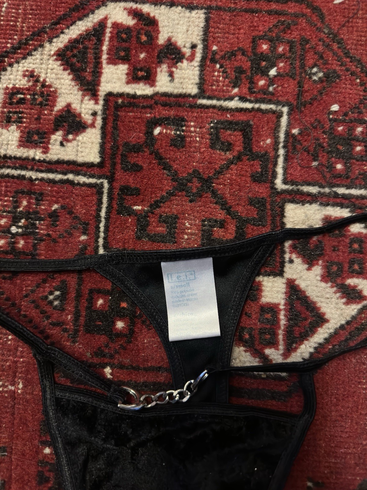Lei Y2K Velvet Black Chain Vintage S Panty Underwear Goth