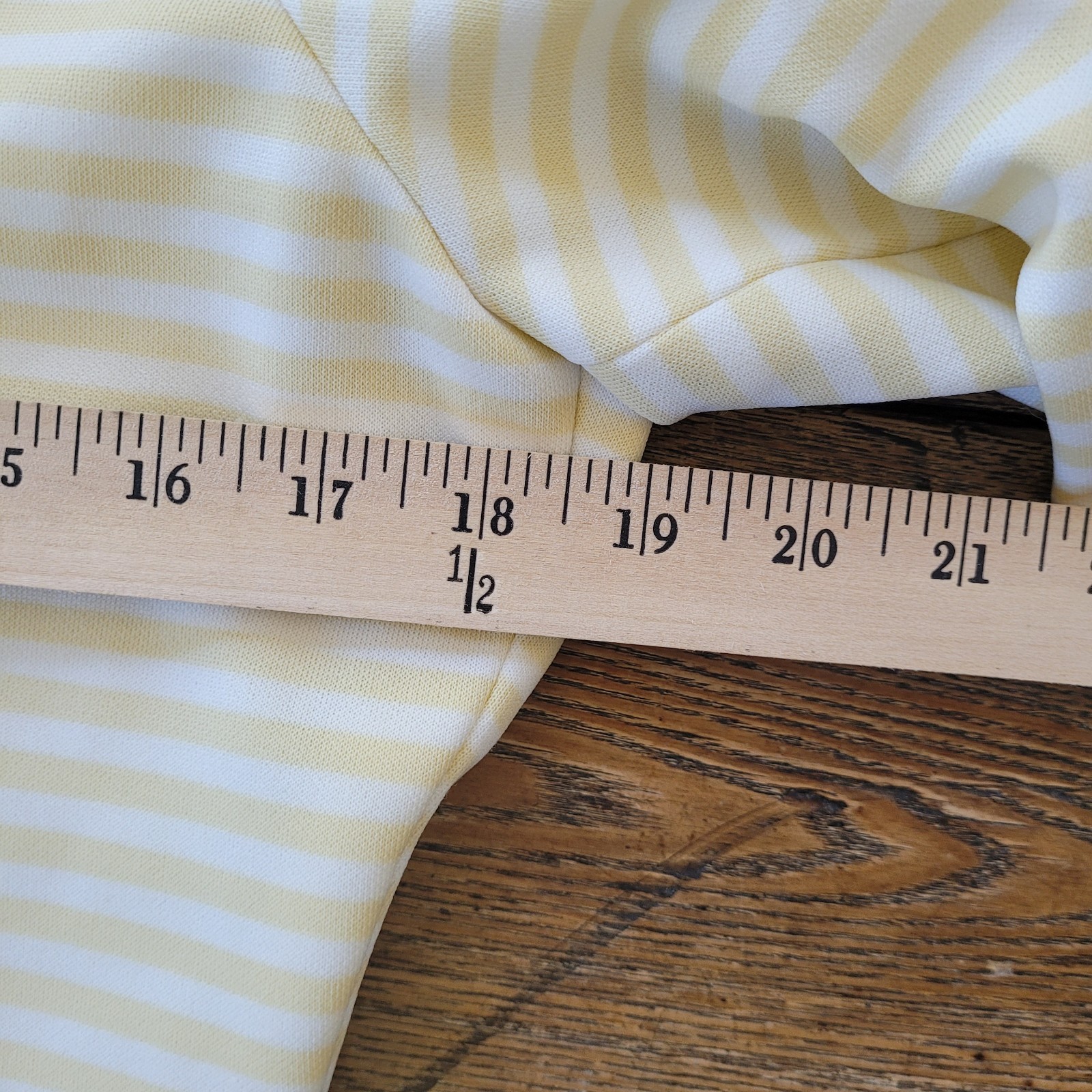 VTG Fit Flare Dress M Butter Yellow Ivory Stripe Pockets Stretch USA Retro Comfy