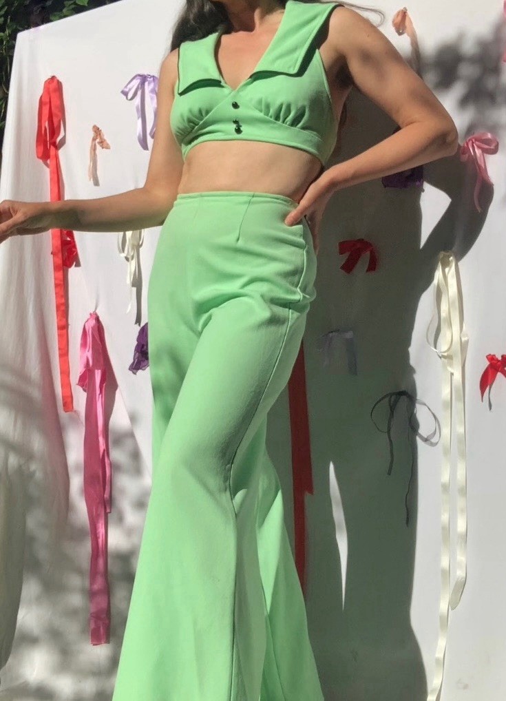 1970’s Mint Two-piece Flared Halter Top Set