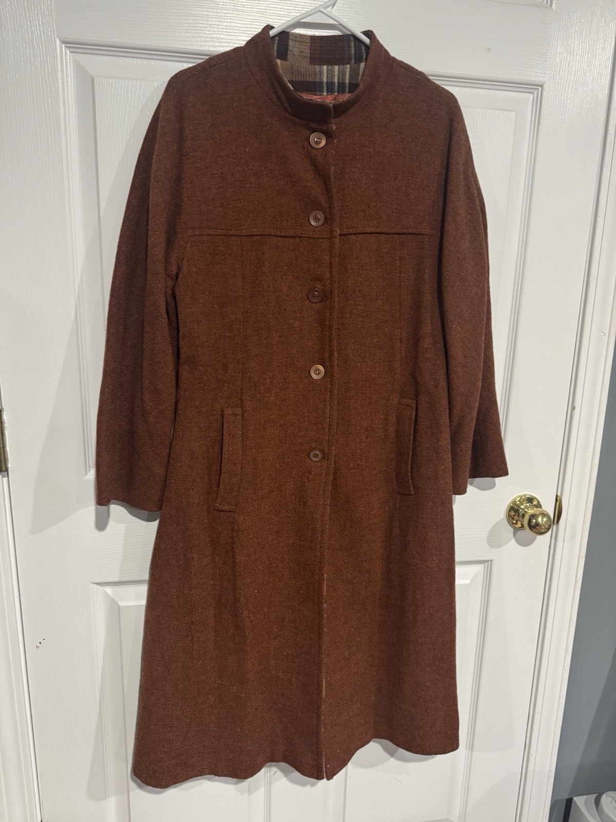 Vintage Brown / Burgundy Dress Coat Women’s Size medium – Likely Handmade