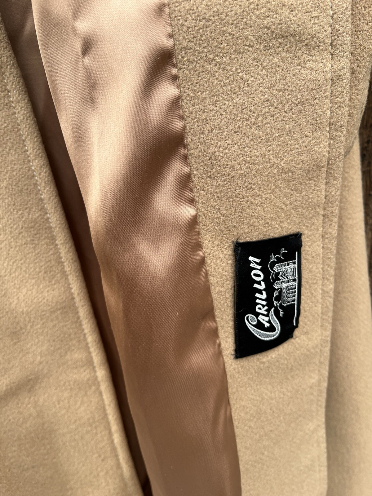 Vintage Beige Double Breasted Winter Coat by Carillon Size Small/ Medium