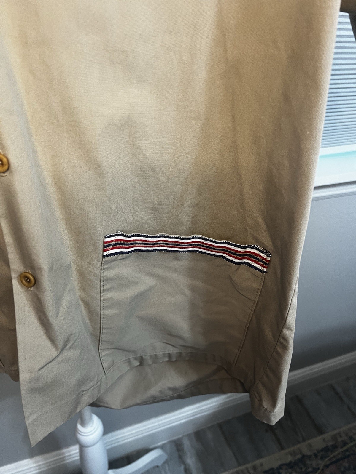 Vintage Christian Dior Work Shirt Button-Down Women’s Large Tan , Blue White red