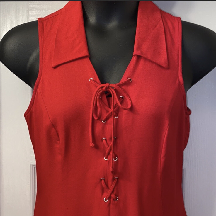 Vintage! Boulevard DE Paris Red Collared Halter Dress Size 14