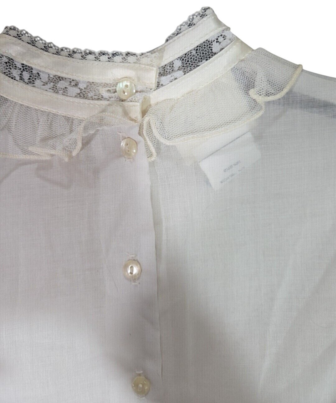 Vtg 70s Gunne Sax Gold Tag Prairie Jabot Collared Edwardian Victorian Blouse – M