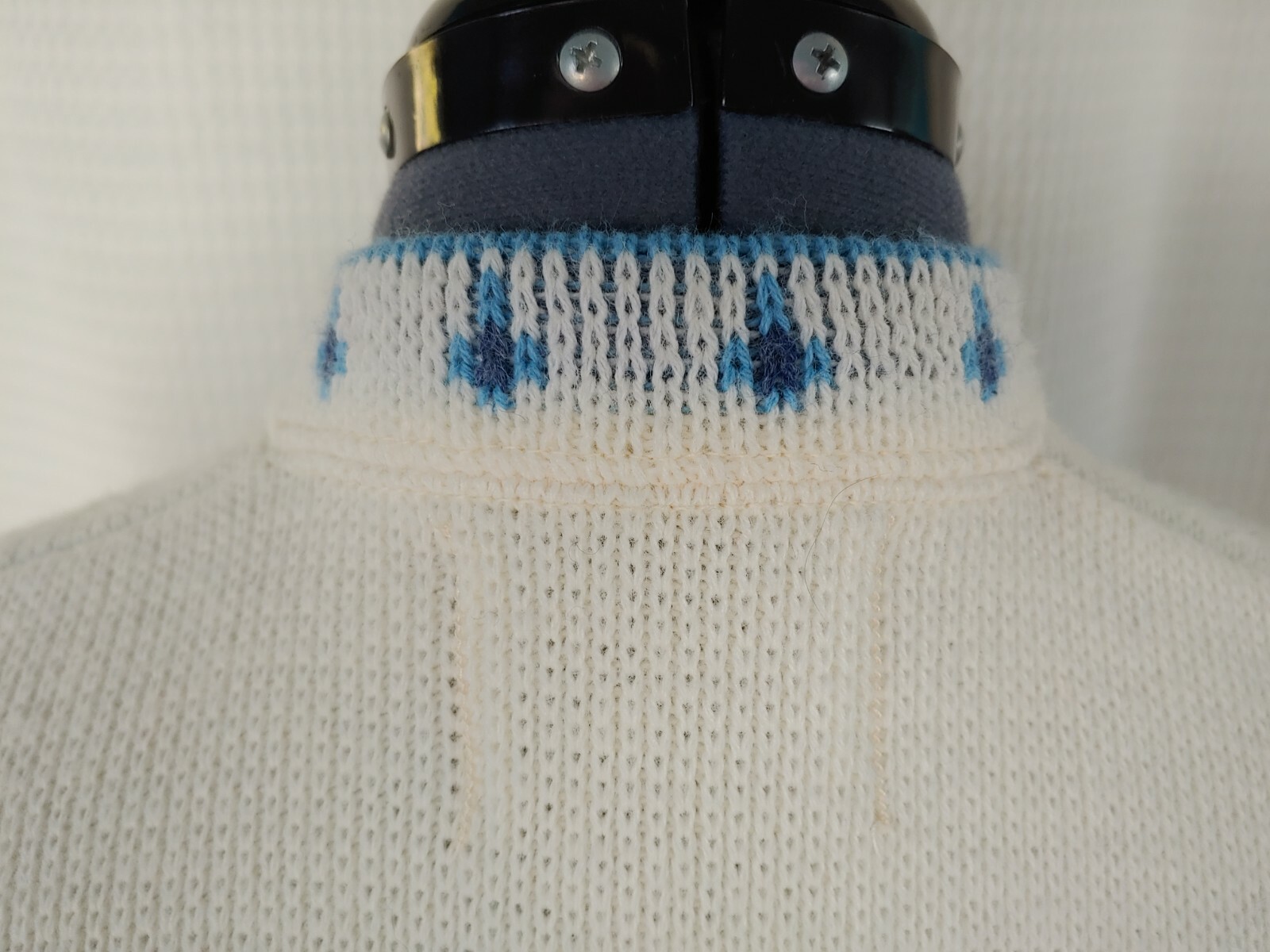 Vintage Jersild Cream Sweater Cardigan with Blue Accents Size 40/US Size Large