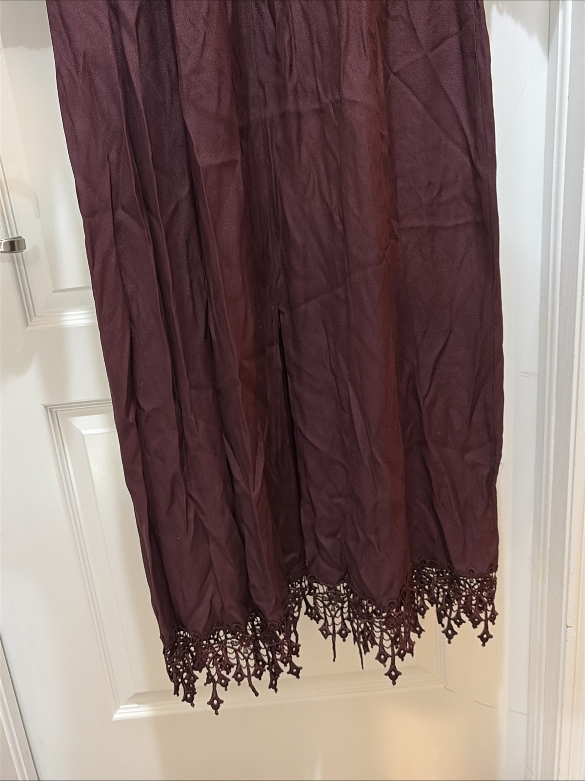 VTG NWT Margot Lea Dress Size XL Lace Accents Burgundy Maxi Long Sleeve USA