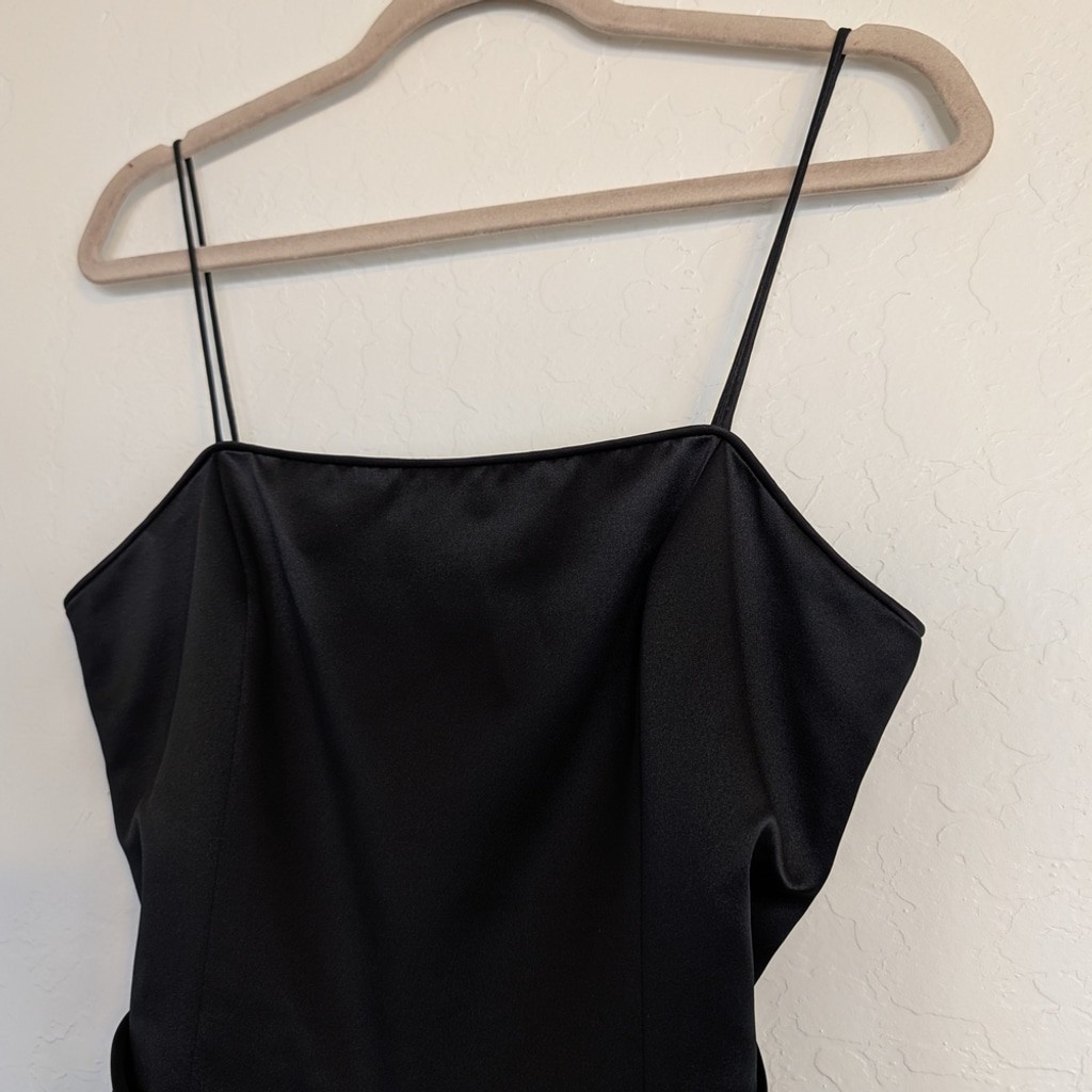 VTG LBD Two Piece Satin Bow Dress Bolero Jacket Cocktail Evening Formal Midi