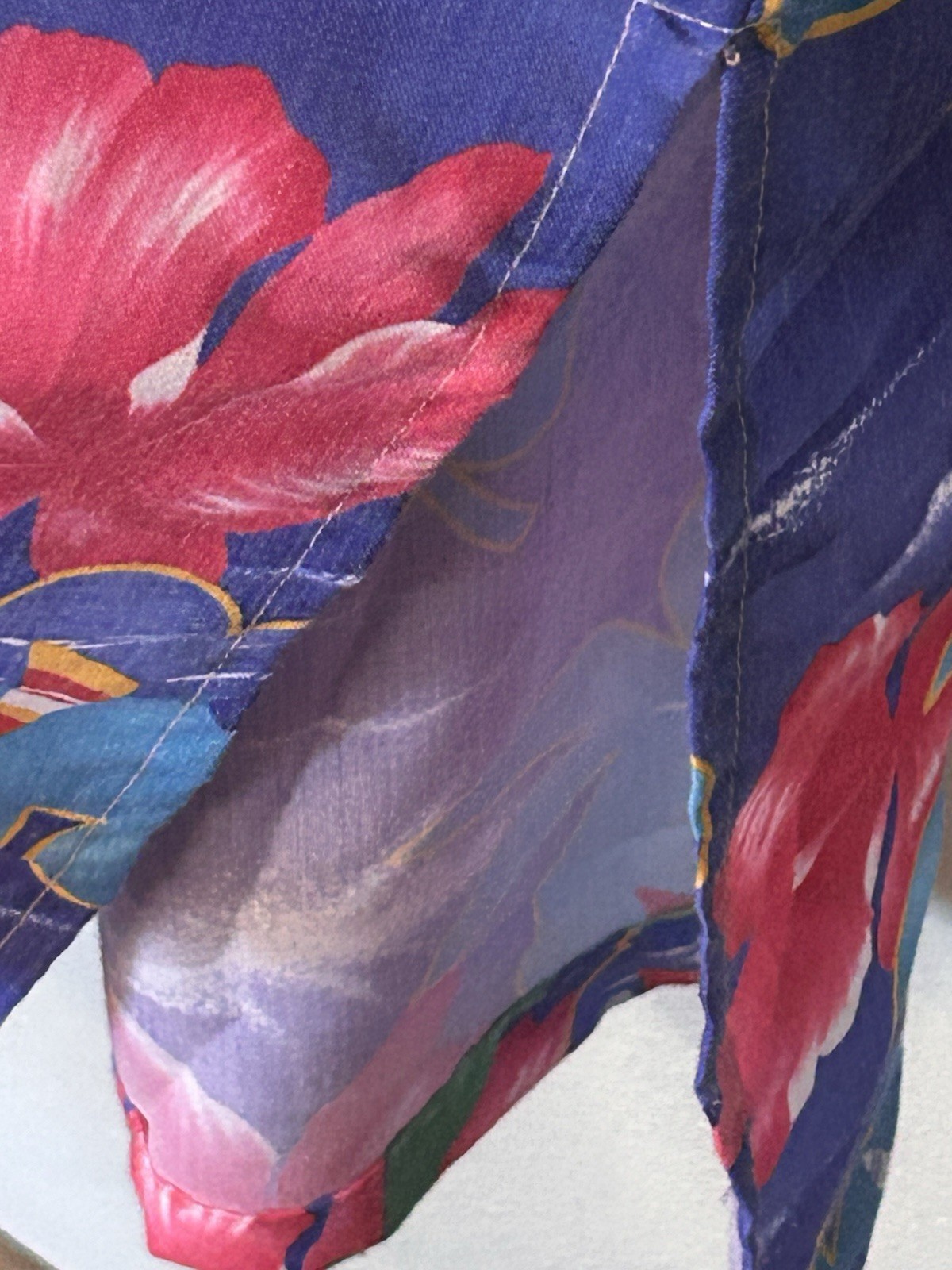 Vintage Island Fever Hawaii Maxi Mumu Dress Vibrant Blue Tropical Floral M 1984