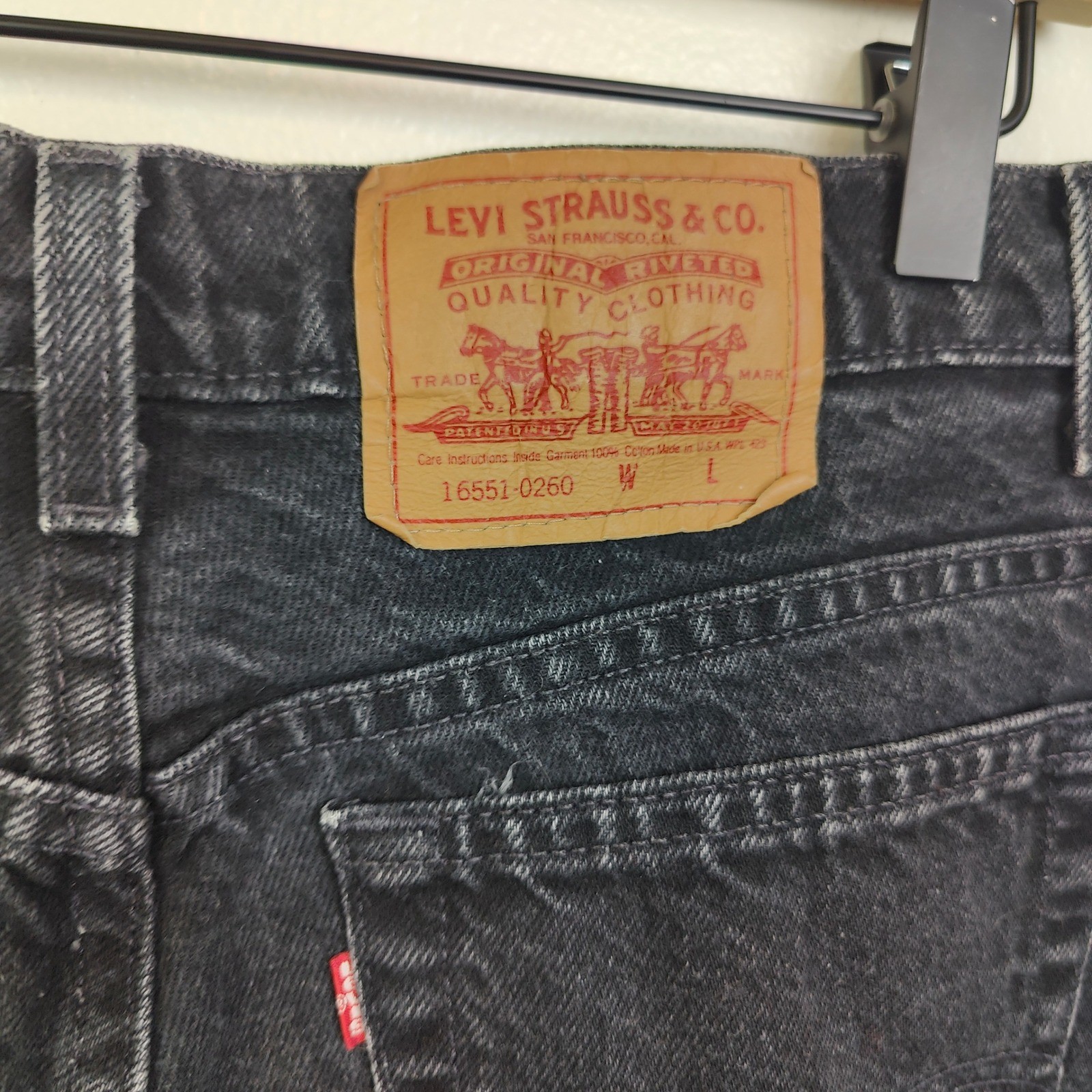 Vintage 90s Levi’s 551 Shorts Womens 14 Black High Waisted Frayed Hem Grunge