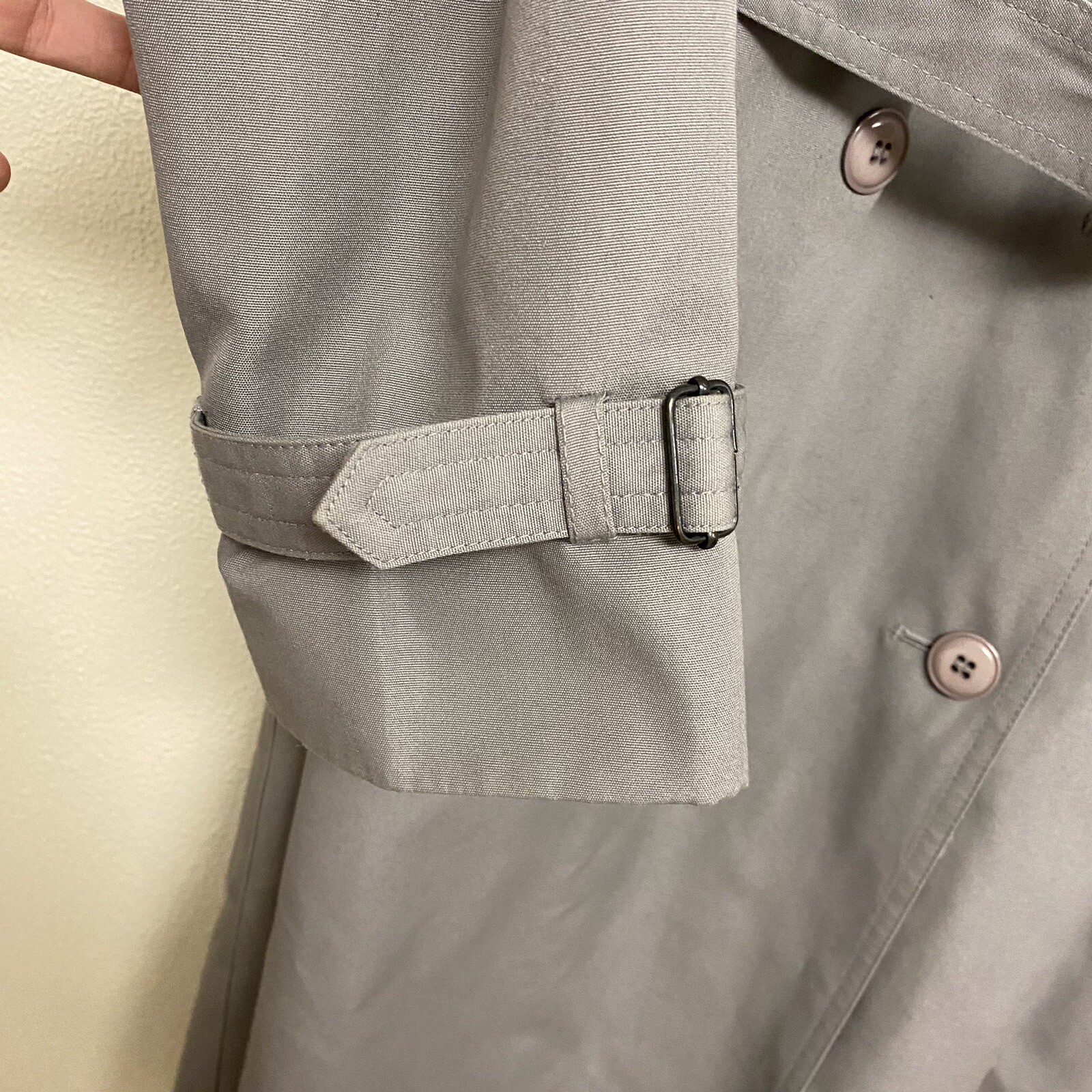 Vintage Fleet Street Trench Rain Coat Gray Size 10 Button Up Wool Blend Liner