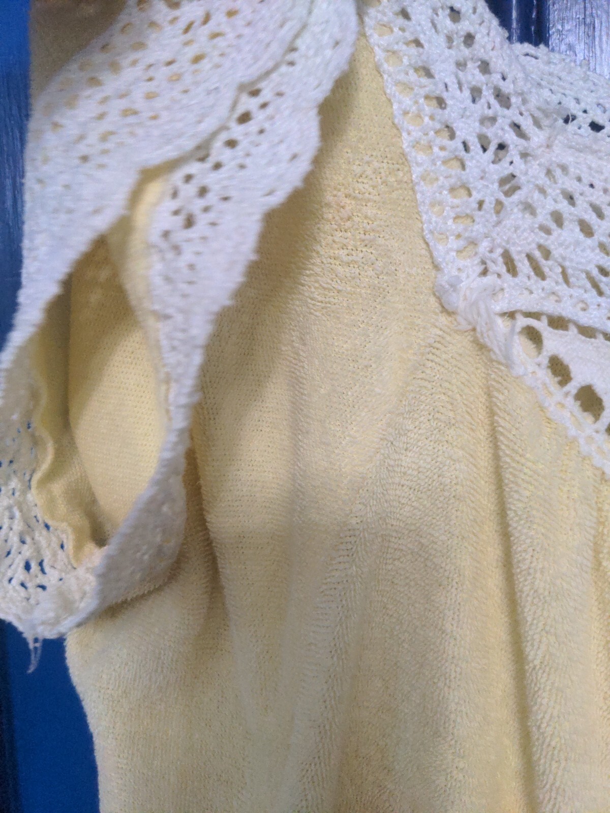 VTG Katz Women’s Terry House Dress/Kaftan/Crochet/Pockets Medium Yellow EUC 70s