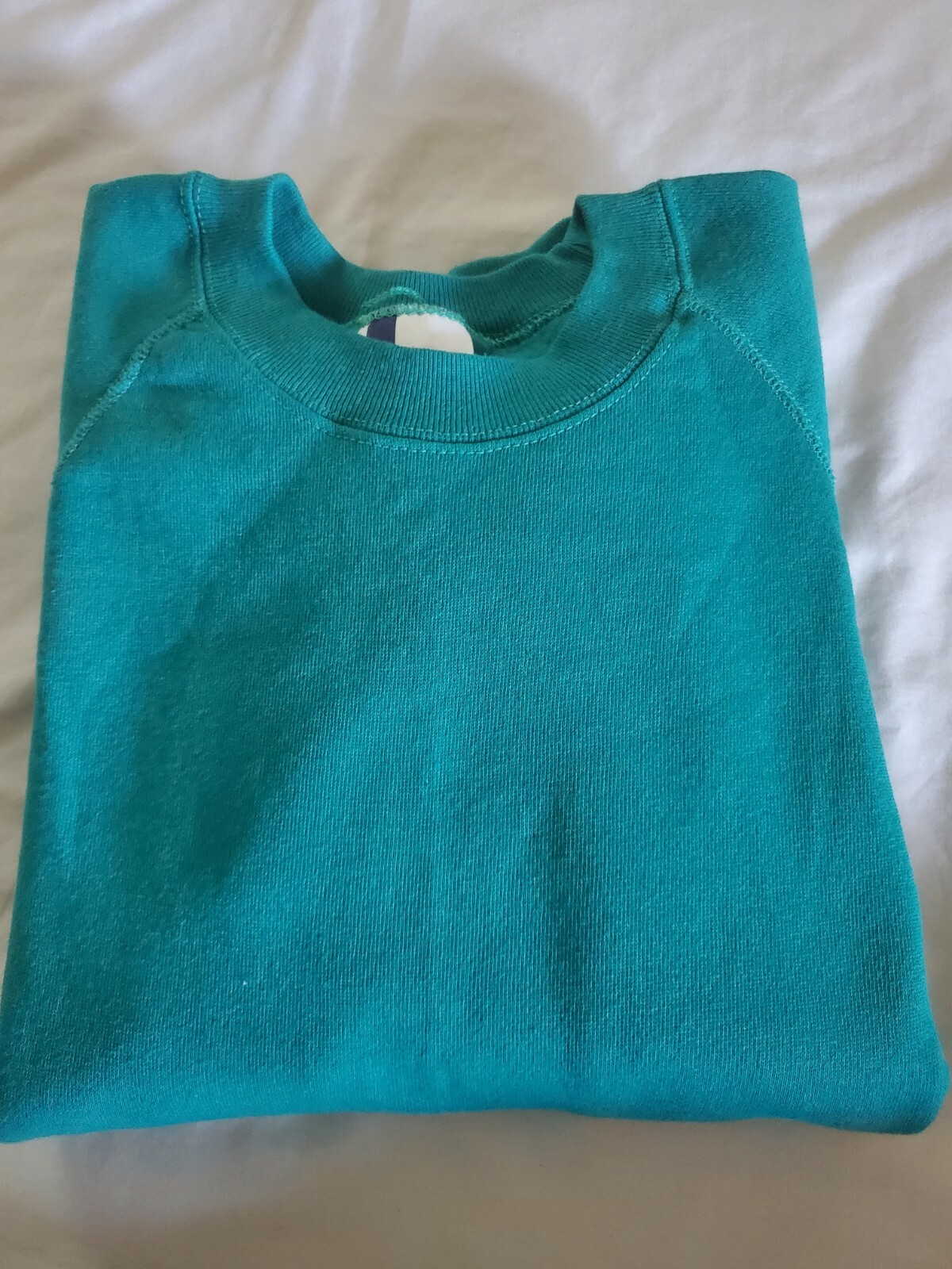 Vintage J.E. Morgan plain Teal blue green M cotton crew neck sweatshirt