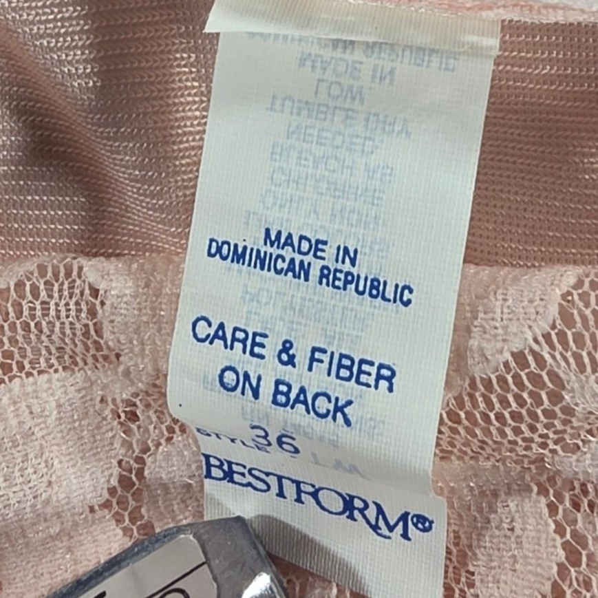 Bestform French Dressing Pink Rose Lace Camisole Size 36 Dupont Antron III Nylon